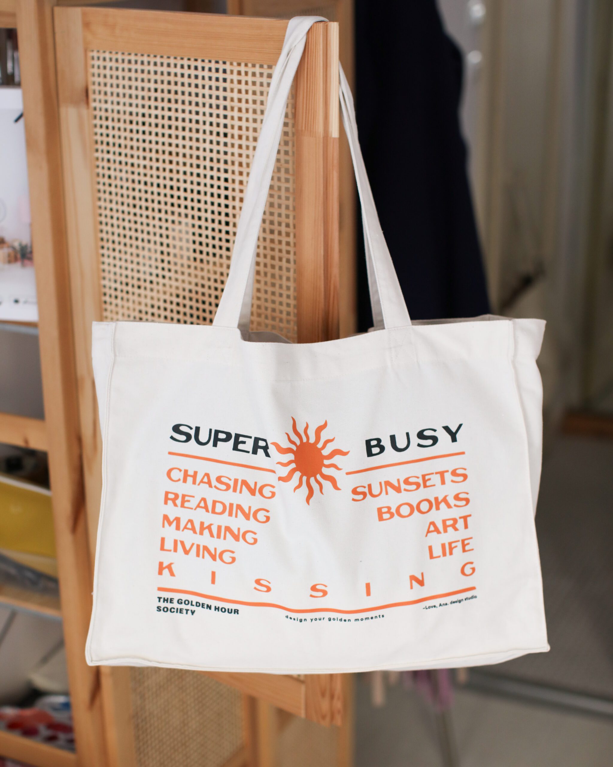 SUPER BUSY canvas tote