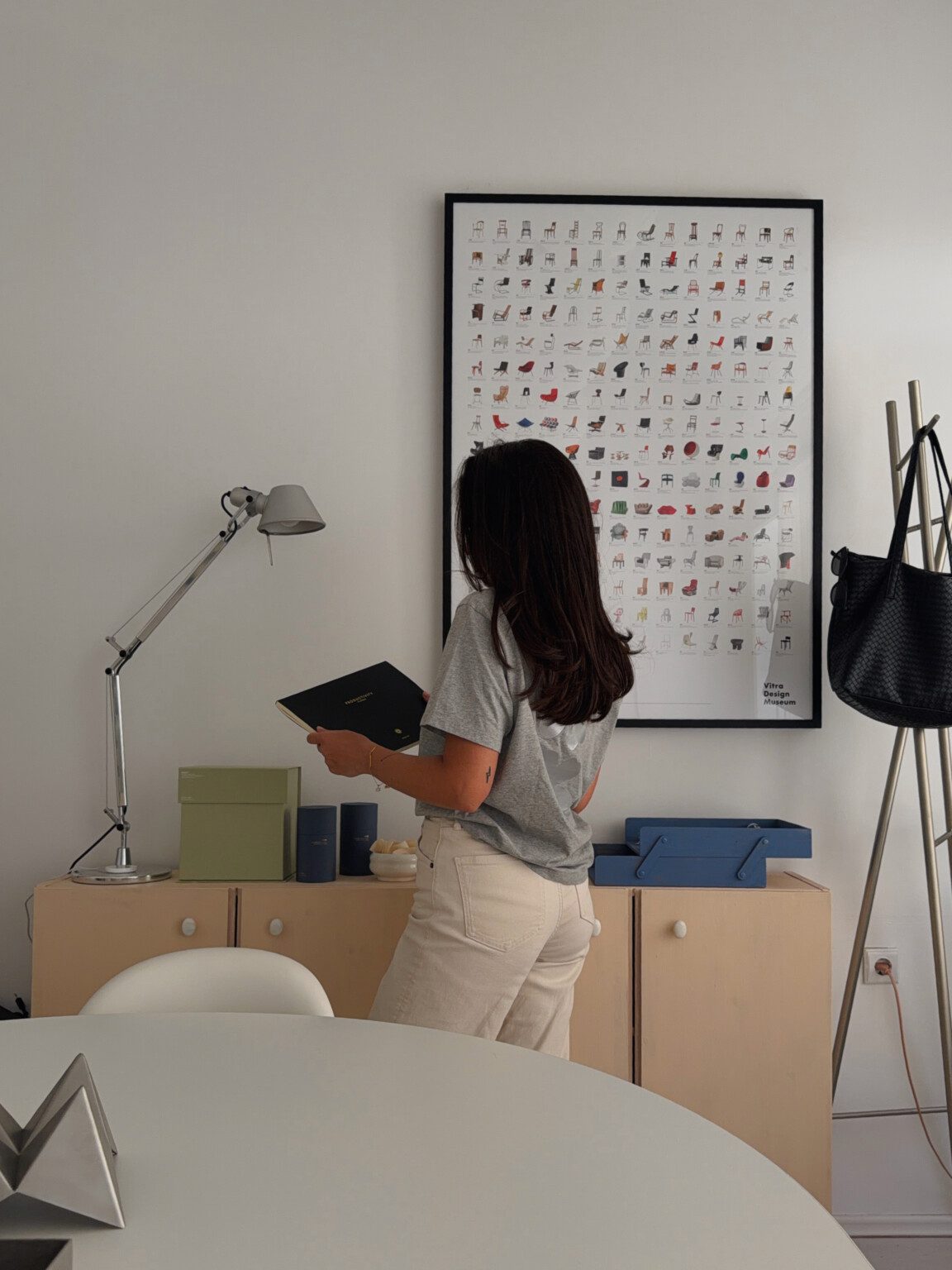 Ana in the studio with the Intelligent Change planner
