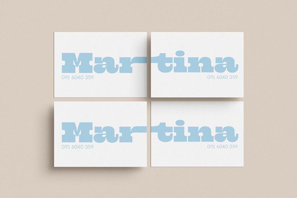 Martina Cheveux Med – business cards, blue